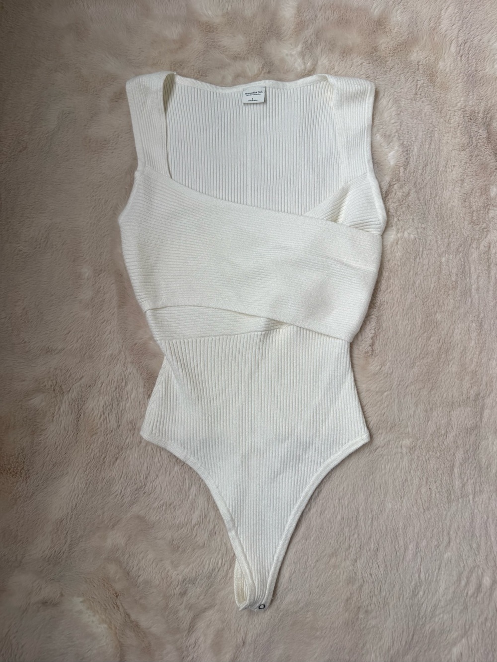 Abercrombie & Fitch Ribbed Wrap Bodysuit - Cream